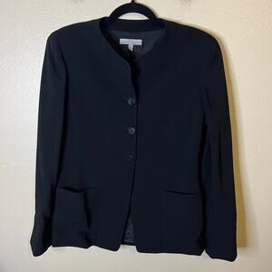 Anne Klein Petite 4 Button Black Blazer Jacket Size 8
